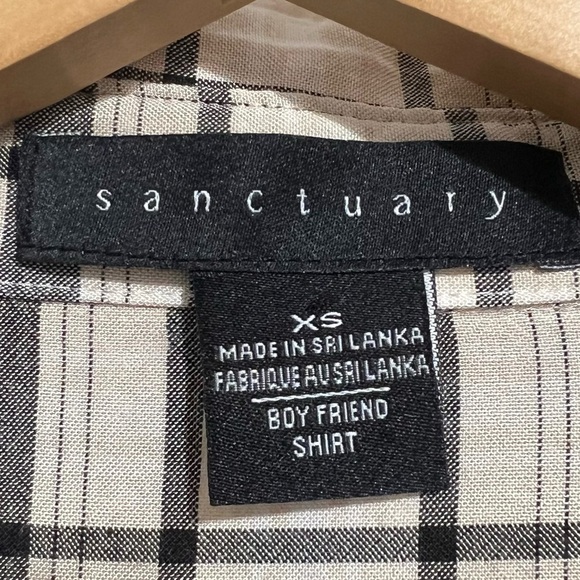 SANCTUARY BOYFRIEND Black, White & Tan Button Down Shirt, Size X-Small -#270 - Picture 10 of 11